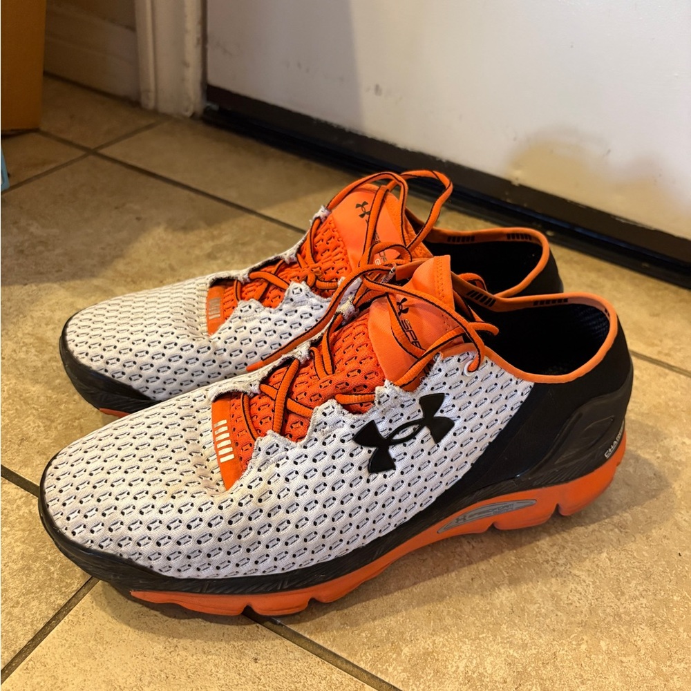 Under Armour Men's White, Orange, and Black Athletic Shoes